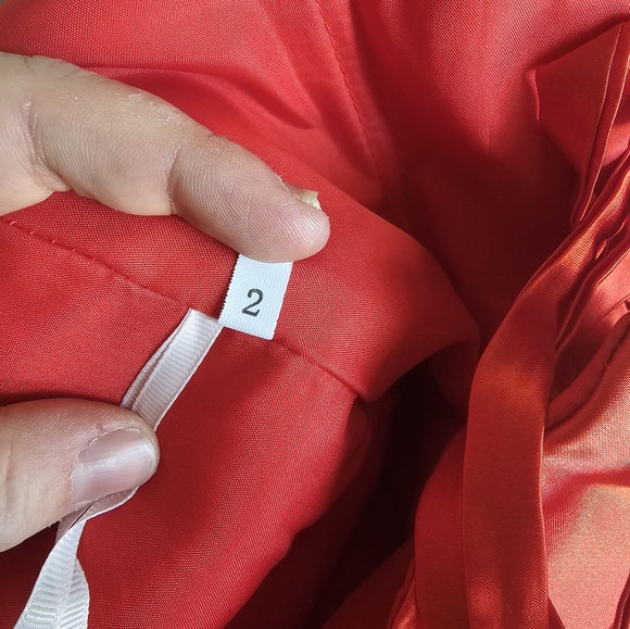 Red Ruched Off-Shoulder Prom Gown - Picture 7 of 7